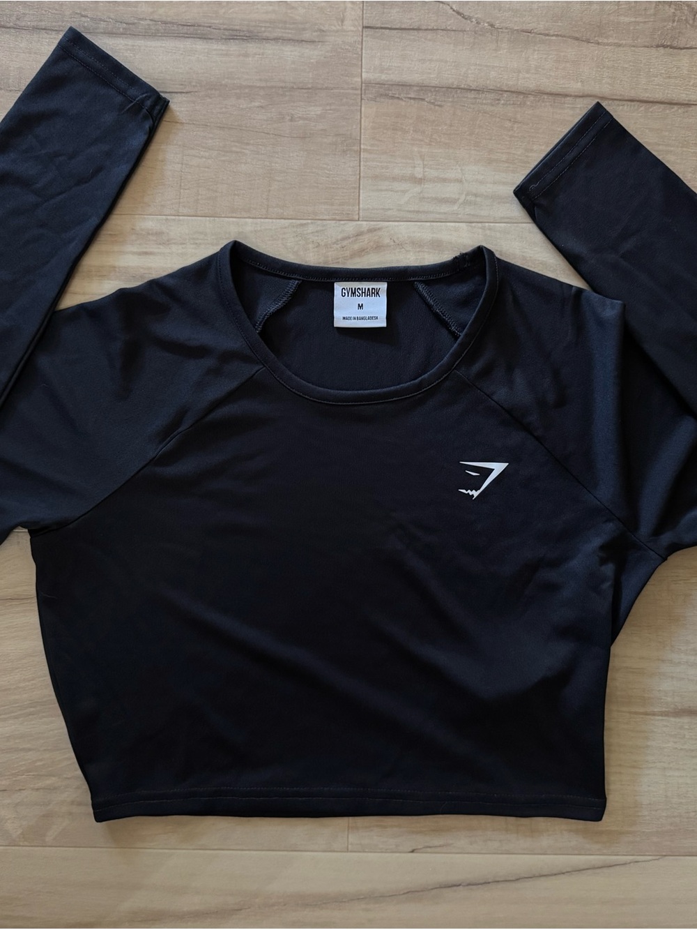 Gymshark Black Long-Sleeve Cropped Workout Top